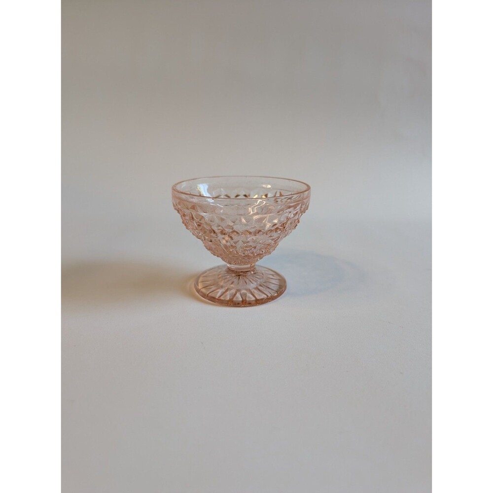 Jeannette Holiday Buttons & Bows Pink Depression Glass Sherbet Cup